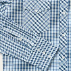 Discount Stetson Modern Snap Front Shirt in Mini Check Blue