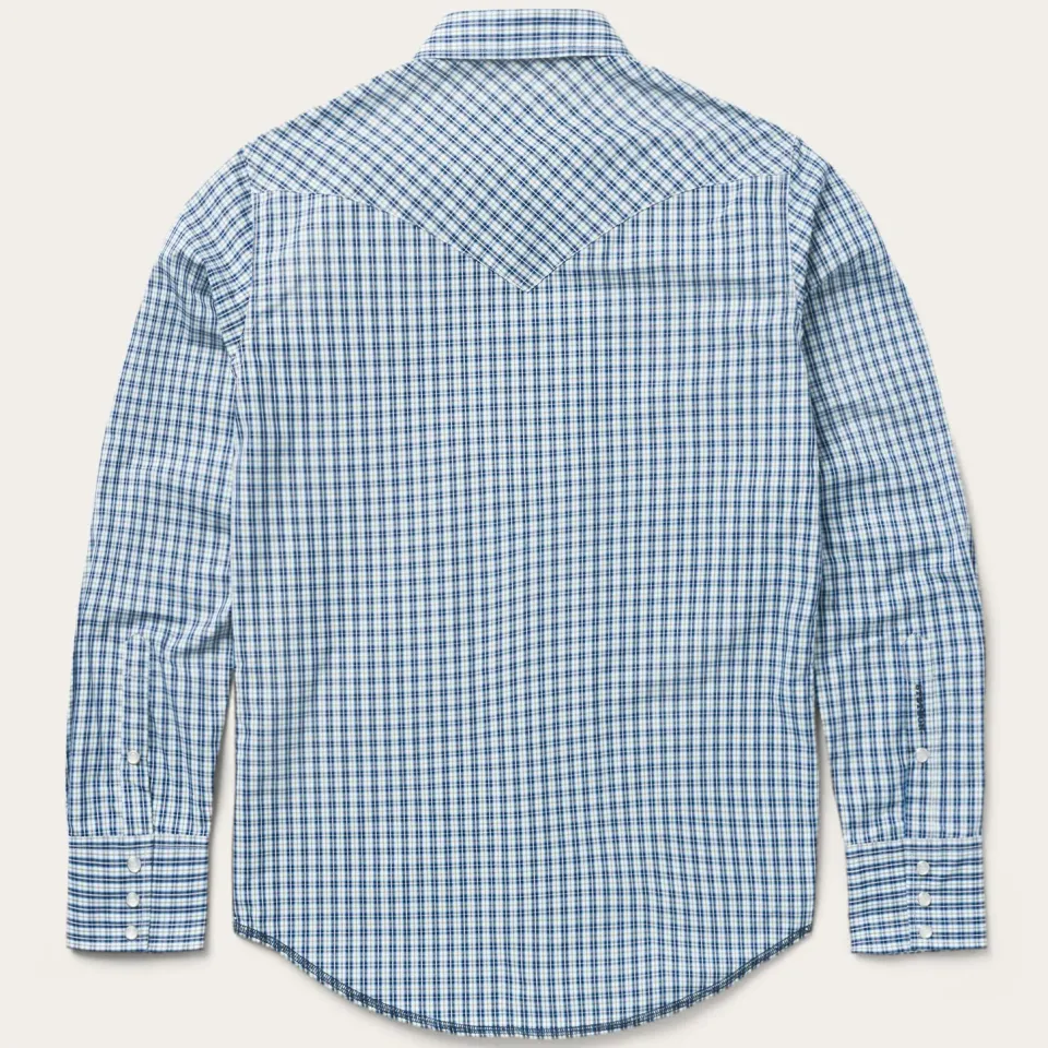 Best Stetson Modern Snap Front Shirt in Mini Check Blue
