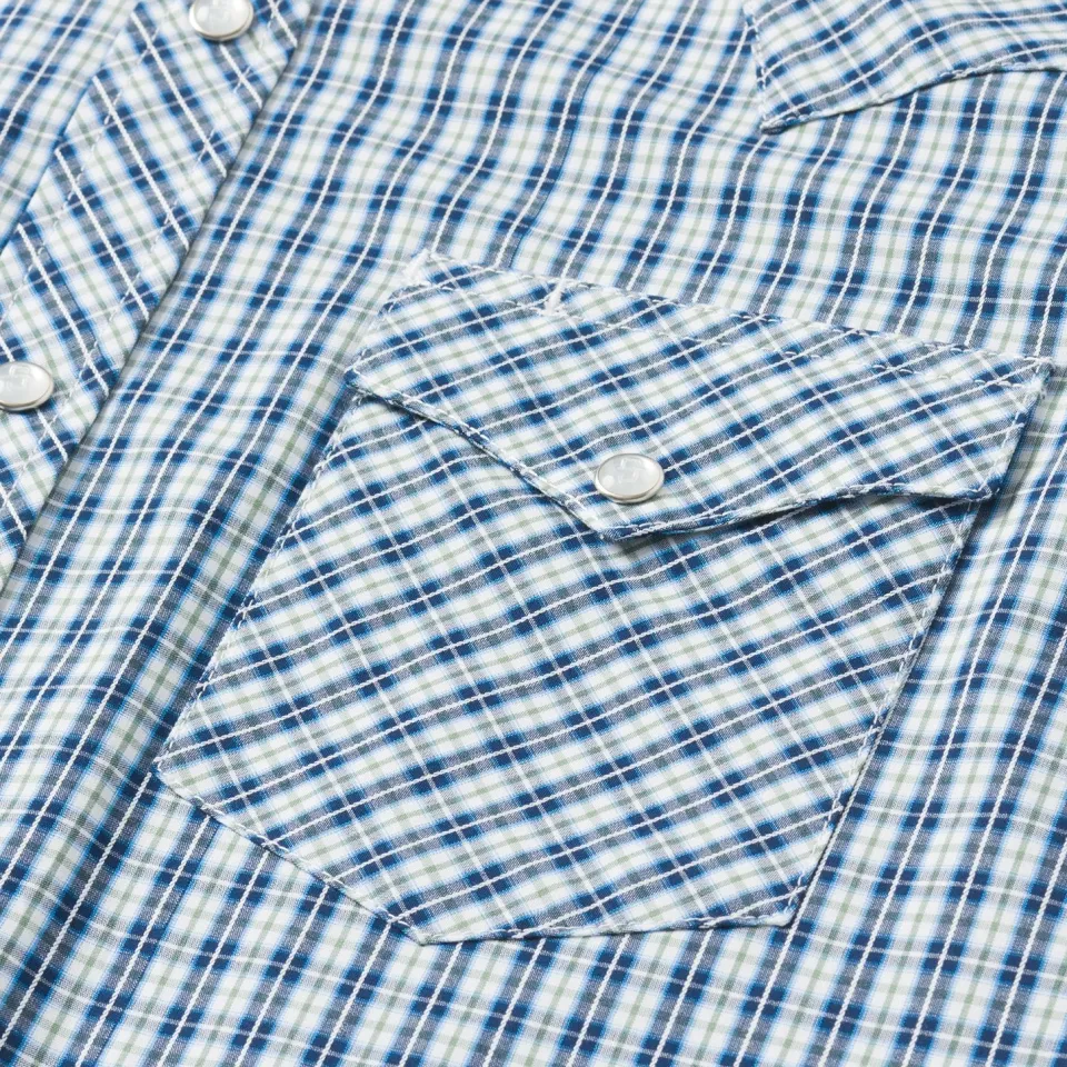 Best Stetson Modern Snap Front Shirt in Mini Check Blue