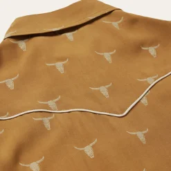 Discount Stetson Mojave Longhorn Print Snap Western Shirt Brown