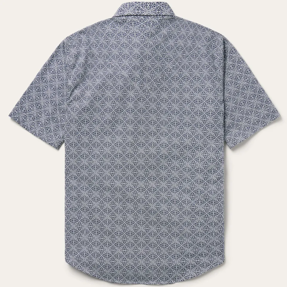Clearance Stetson Navy Print Short Sleeve Western Shirt Blue