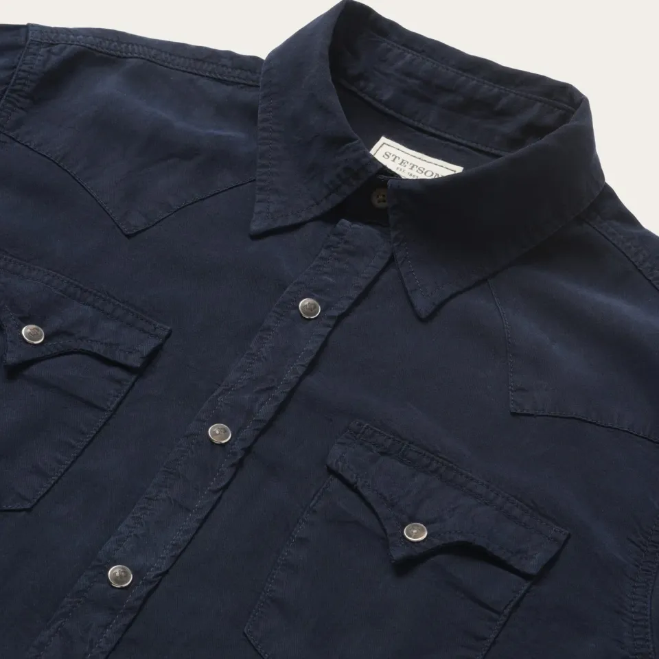 New Stetson Navy Twill Shirt Blue