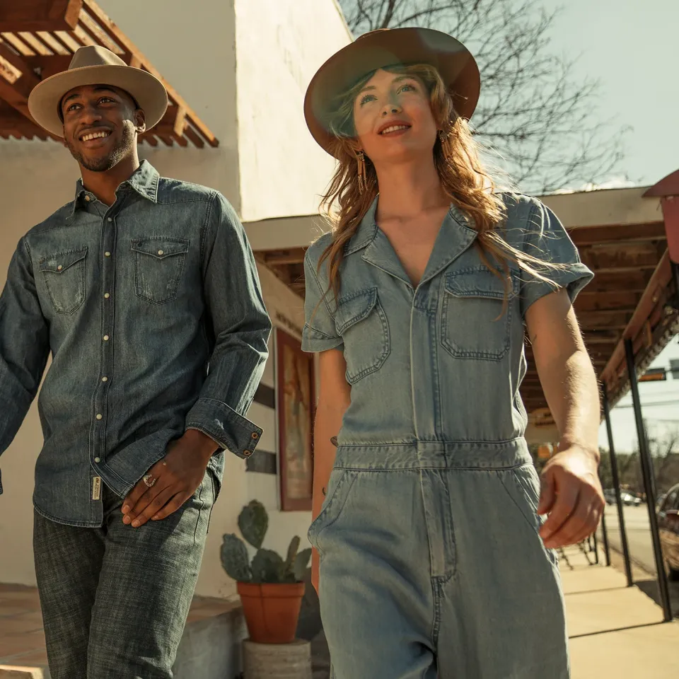 Discount Stetson Notch Collar Jumpsuit Blue