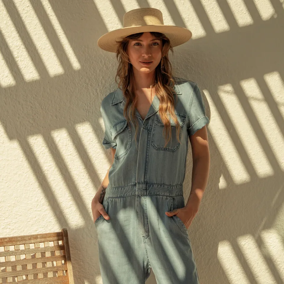Discount Stetson Notch Collar Jumpsuit Blue