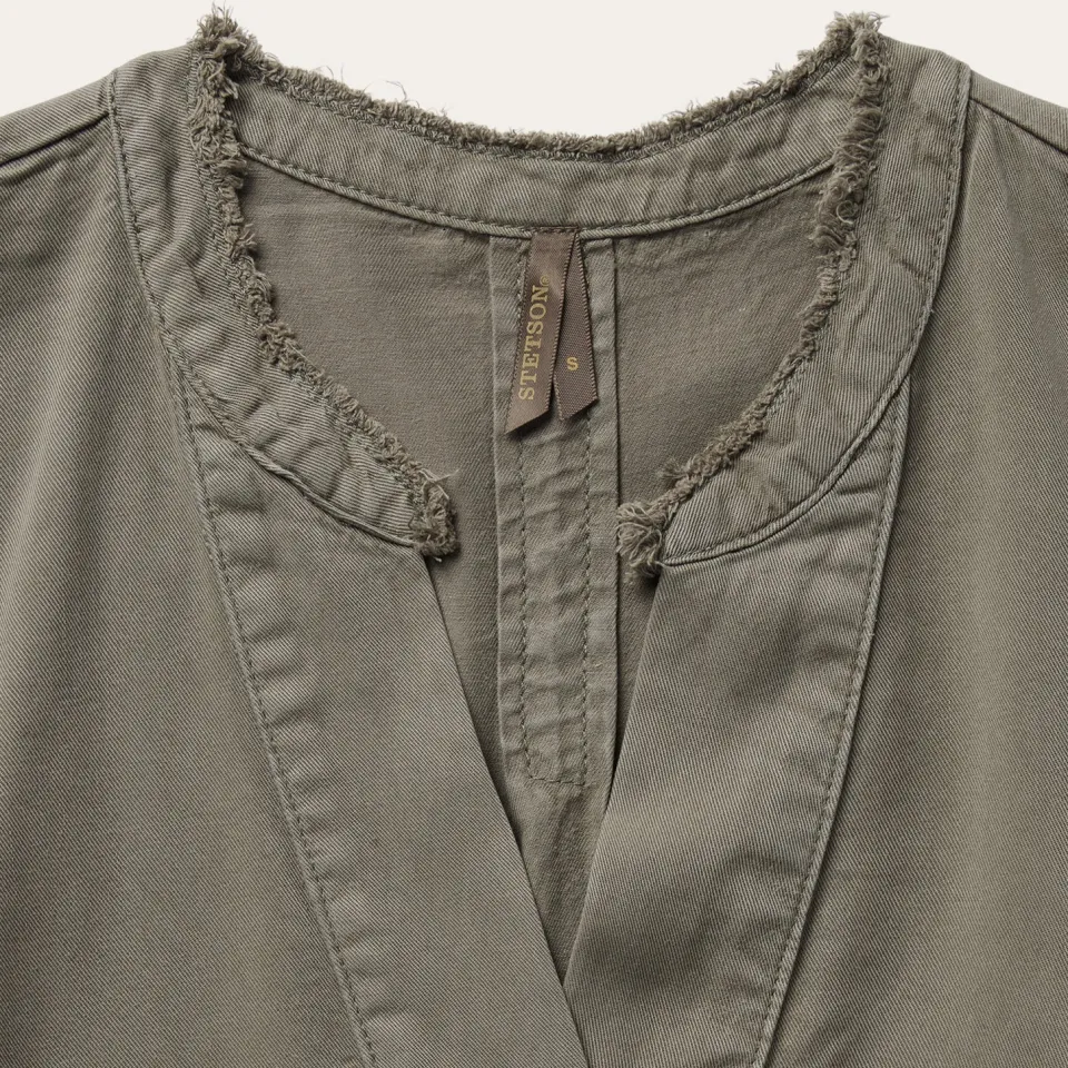 Sale Stetson Olive Lyocell Twill Peasant Top Green