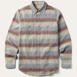 Clearance Stetson Ombre Stripe Twill Shirt Wine