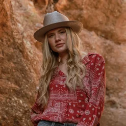 Sale Stetson Open Road Straw Hat Taupe