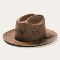 Hot Stetson Open Road Vented Straw Cowboy Hat Chocolate