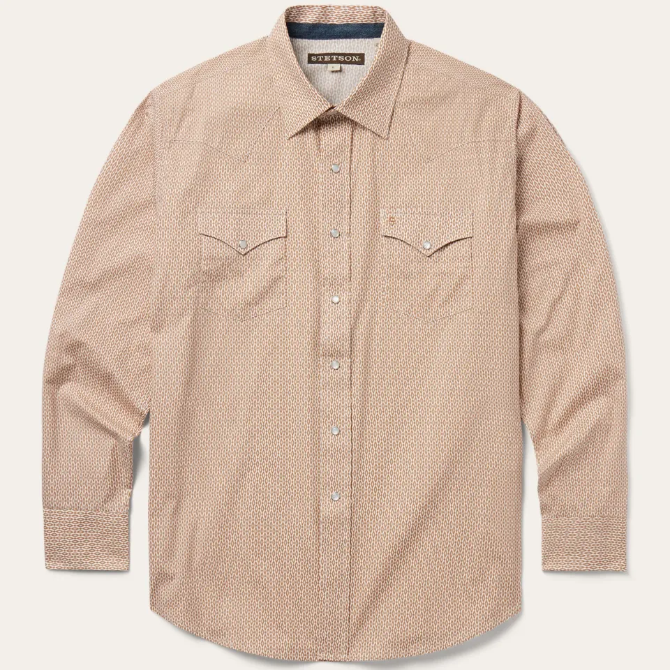 Discount Stetson Diamond Print Western Shirt Orange