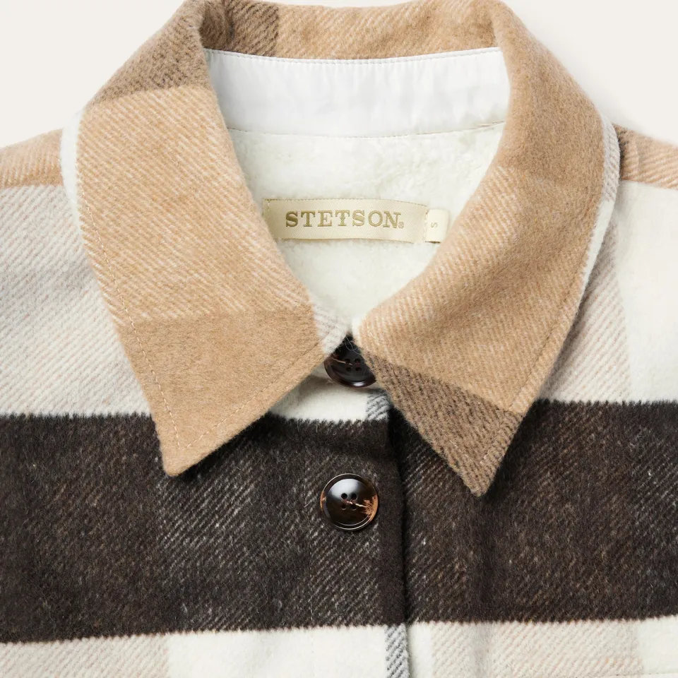 Sale Stetson Oversize Plaid Shirt Jacket Brown