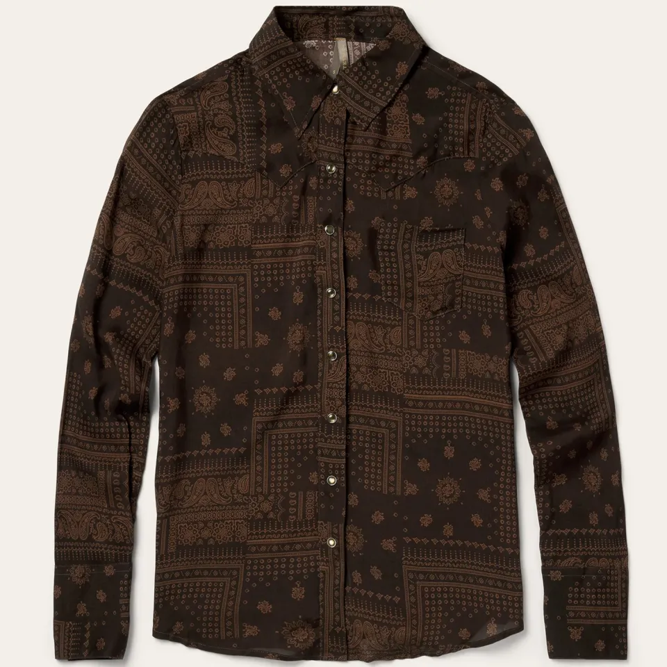 Sale Stetson Patchwork Bandana Print Blouse Brown