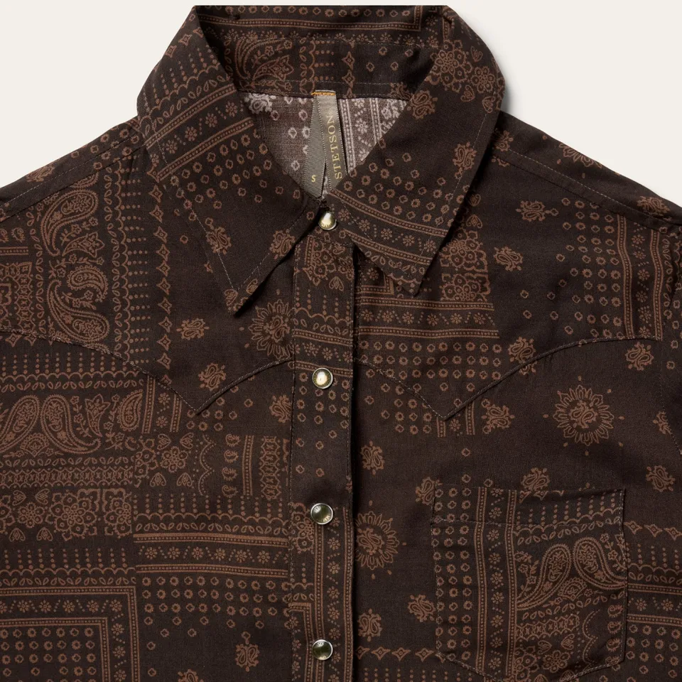 Sale Stetson Patchwork Bandana Print Blouse Brown