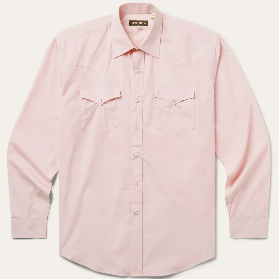 Sale Stetson End-On-End Western Shirt Pink