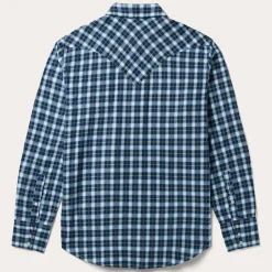 Stetson Plaid Twill Dobby Western Shirt Blue