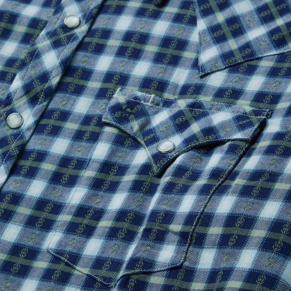 Stetson Plaid Twill Dobby Western Shirt Blue