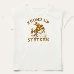 Clearance Stetson "Round Up" Vintage Tee White