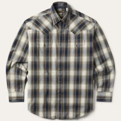 Stetson Ranch Plaid Dobby Western Shirt Brown