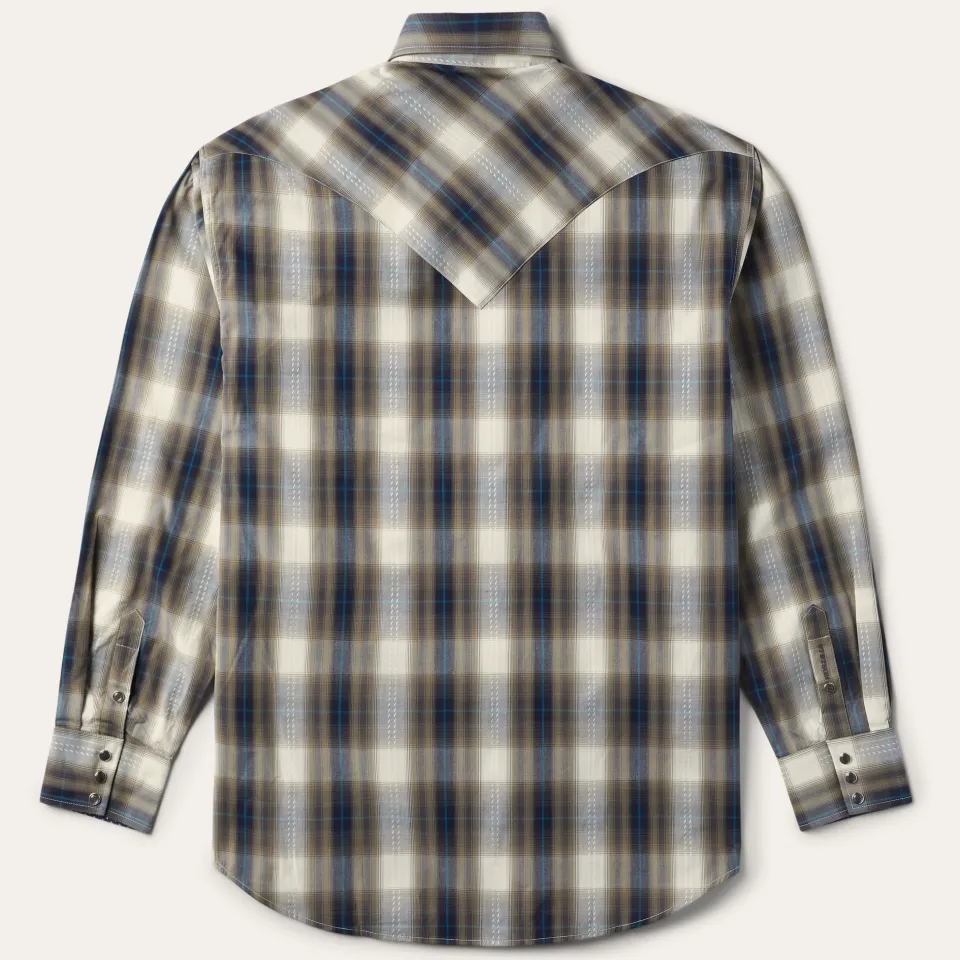 Stetson Ranch Plaid Dobby Western Shirt Brown