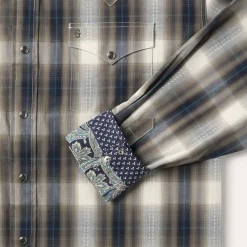 Stetson Ranch Plaid Dobby Western Shirt Brown