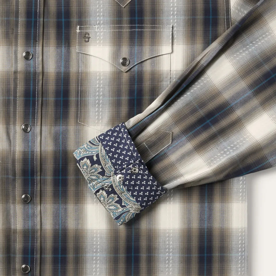 Sale Stetson Ranch Plaid Dobby Western Shirt Brown