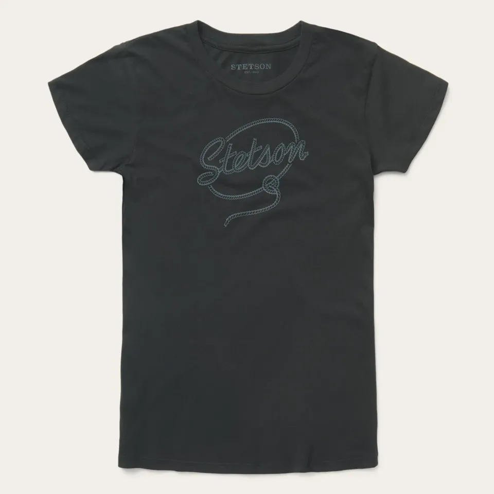 Outlet Stetson Rope Print Graphic Tee Black