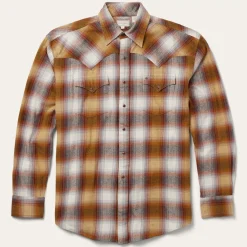 New Stetson Rust Plaid Flannel Western Shirt Brown