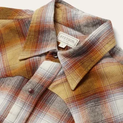 New Stetson Rust Plaid Flannel Western Shirt Brown