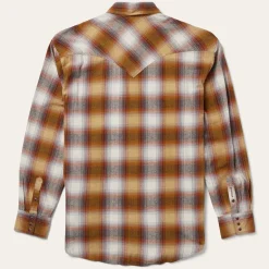 Hot Stetson Rust Plaid Flannel Western Shirt Brown