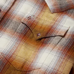 Hot Stetson Rust Plaid Flannel Western Shirt Brown