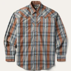 Sale Stetson Rustic Plaid Western Shirt Brown