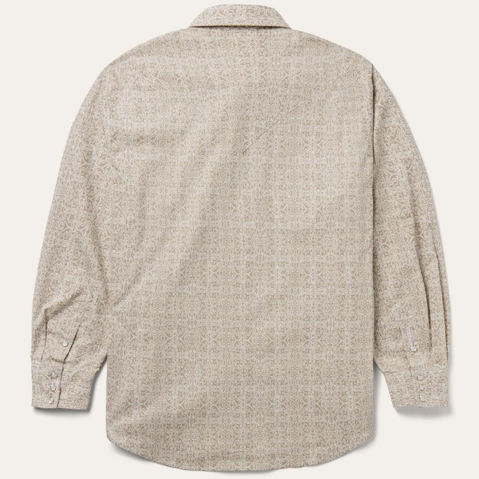 Best Stetson Sand Medallion Print Western Shirt Brown
