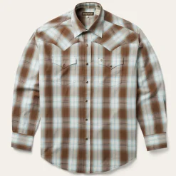 Online Stetson Sand Ombre Plaid Western Shirt Brown