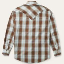 Online Stetson Sand Ombre Plaid Western Shirt Brown