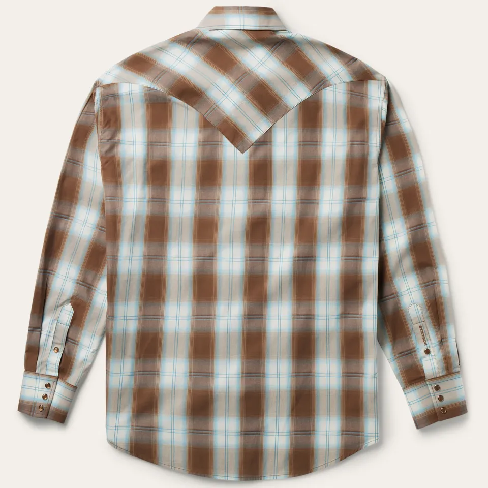 Online Stetson Sand Ombre Plaid Western Shirt Brown