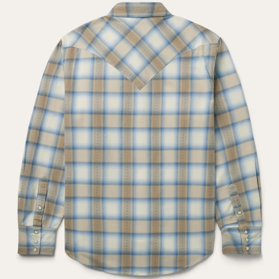 Online Stetson Sand Plaid Dobby Western Shirt Brown