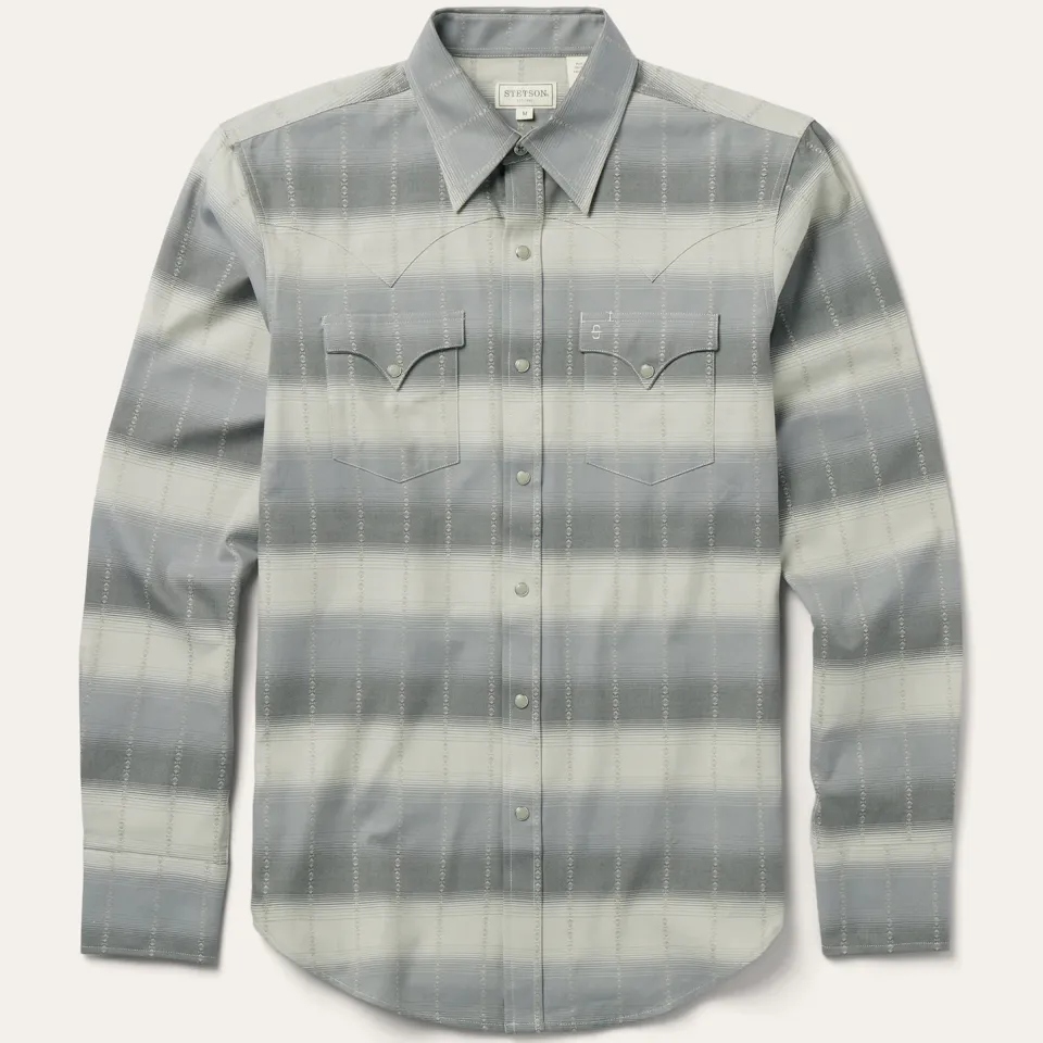 Sale Stetson Serape Dobby Twill Western Shirt Brown