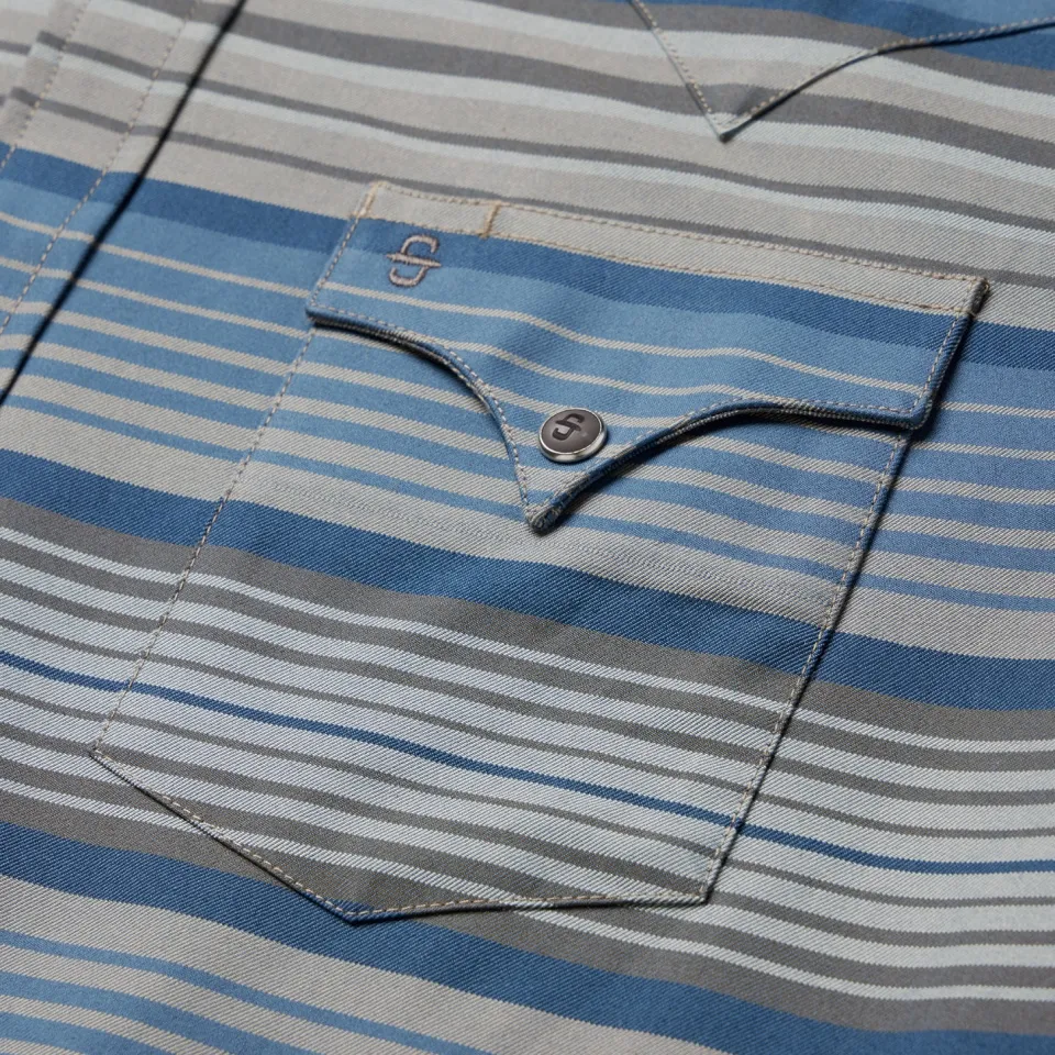 Hot Stetson Serape Stripe Western Shirt Blue