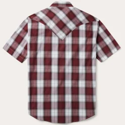 New Stetson Shadow Plaid Short Sleeve Western Shirt Wine