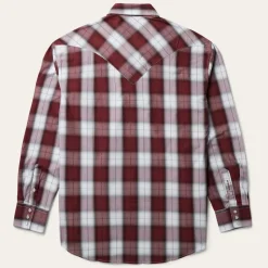 New Stetson Shadow Plaid Western Shirt Wine