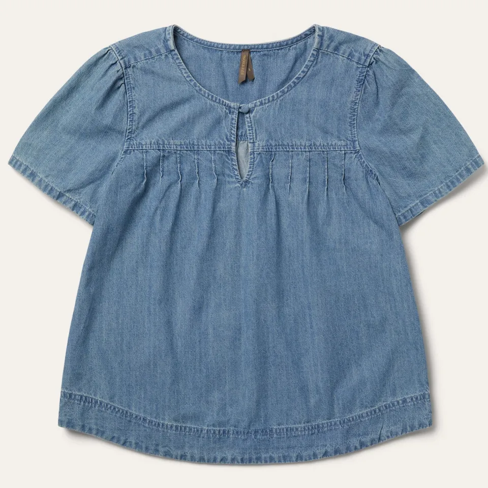Best Stetson Short-Sleeved Denim Blouse Blue