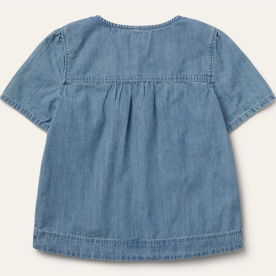 Best Stetson Short-Sleeved Denim Blouse Blue