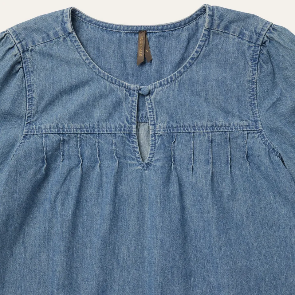 Best Stetson Short-Sleeved Denim Blouse Blue