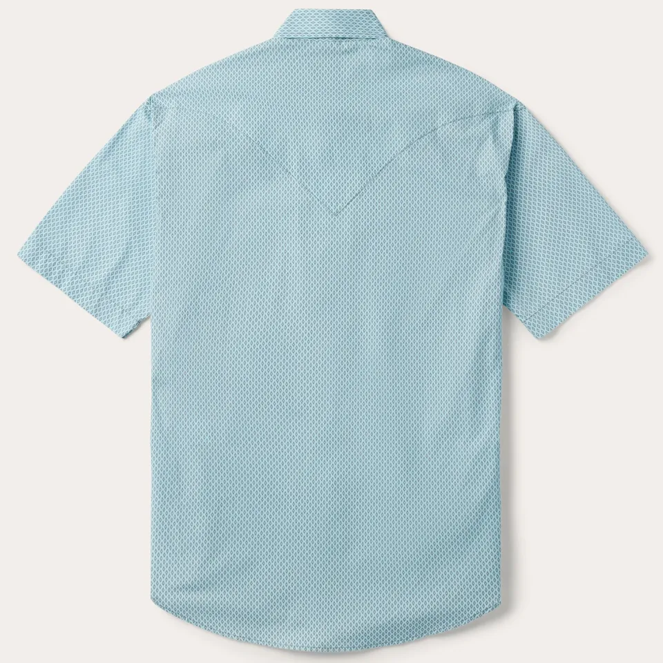 Online Stetson Silver Diamond Neat Print Short Sleeve Western Shirt Blue