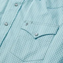 Online Stetson Silver Diamond Neat Print Short Sleeve Western Shirt Blue
