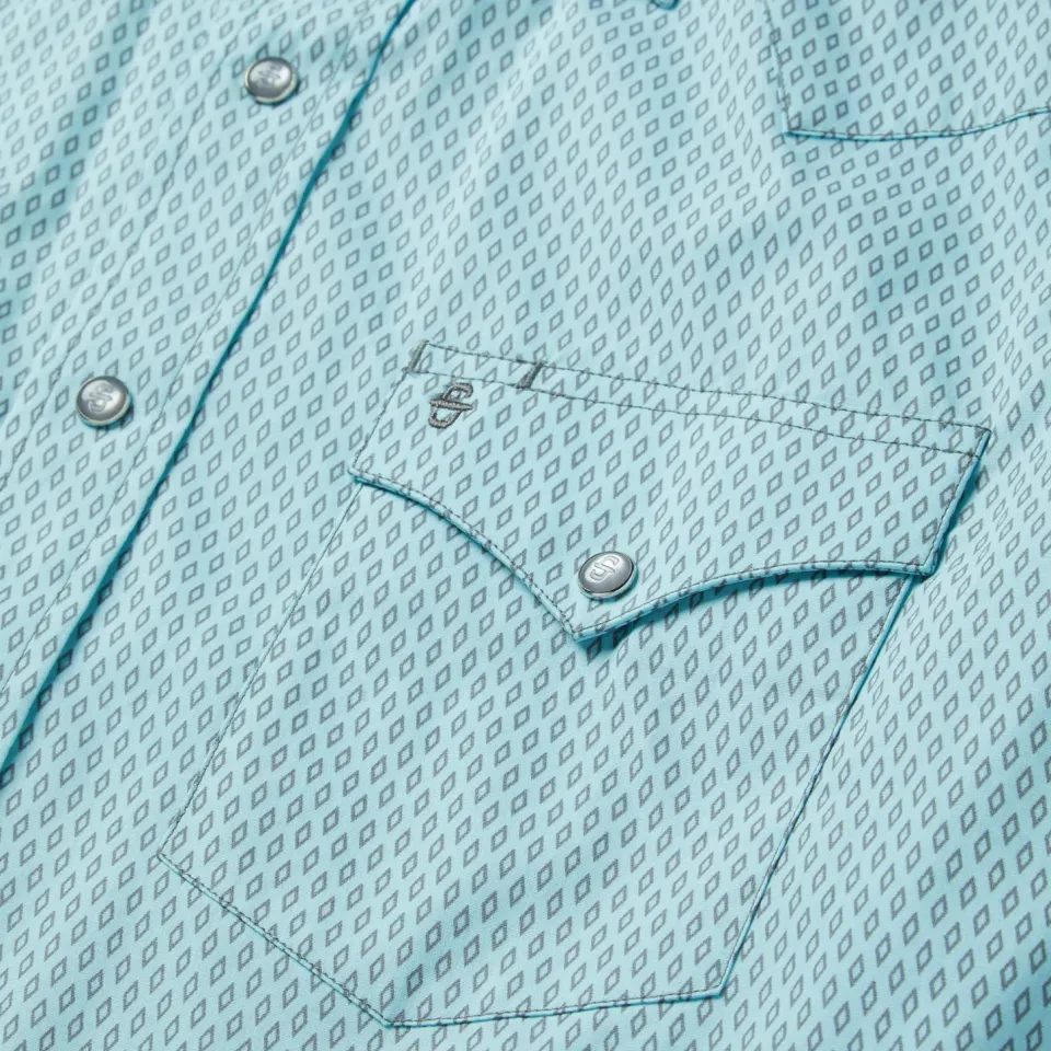 Online Stetson Silver Diamond Neat Print Short Sleeve Western Shirt Blue
