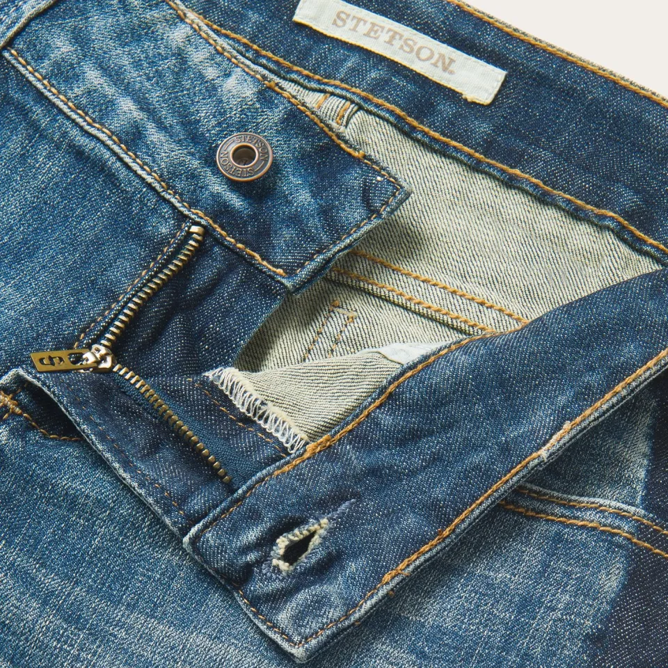 New Stetson Skinny Fit Stripe Leg Jean Blue