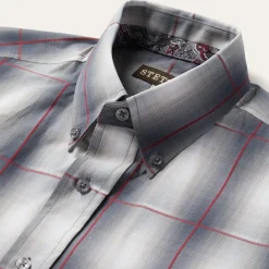 Sale Stetson Smoke Ombre Plaid Button Front Shirt Grey