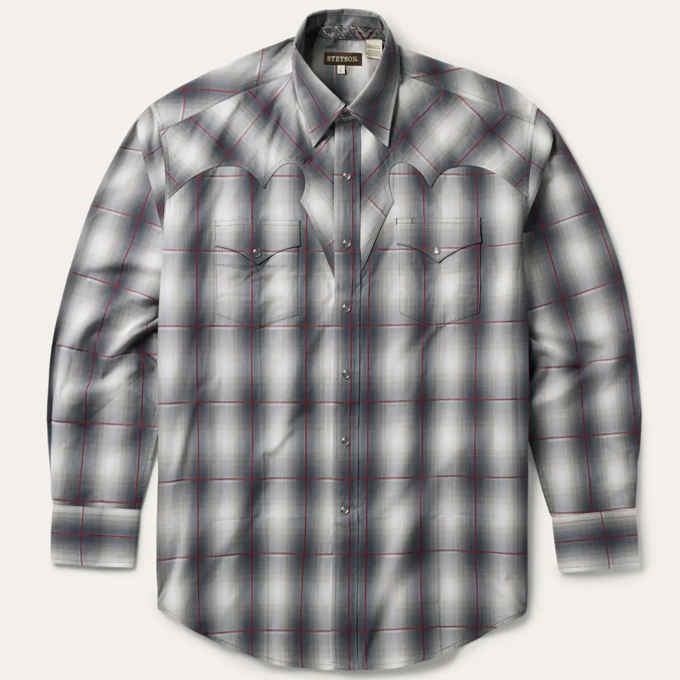 Sale Stetson Smoke Ombre Western Shirt Grey