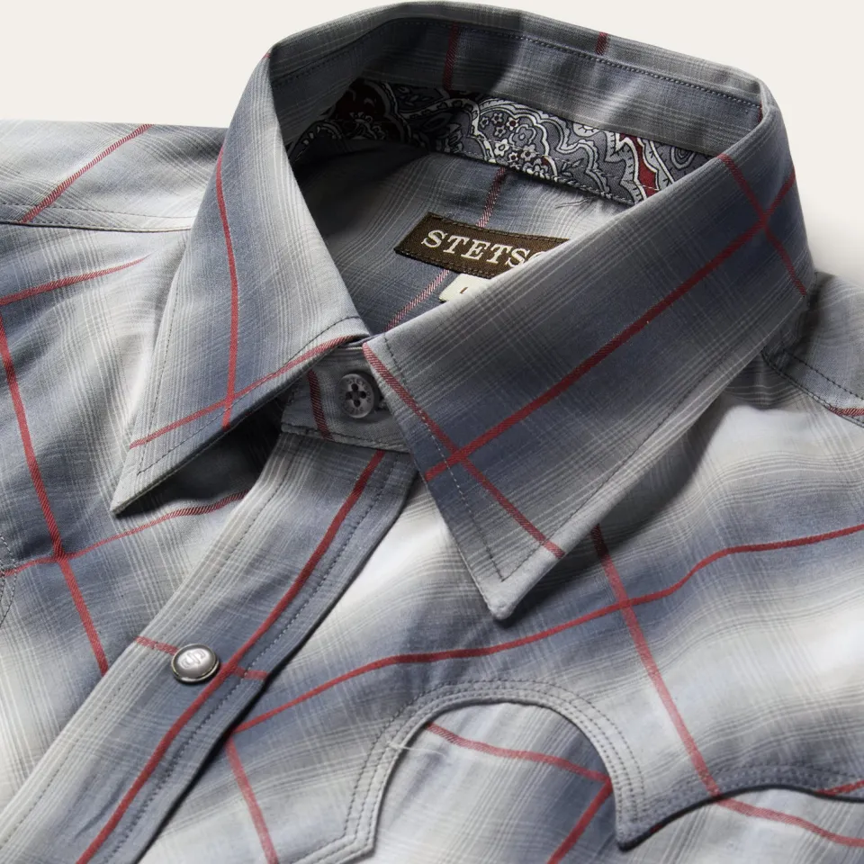 Sale Stetson Smoke Ombre Western Shirt Grey