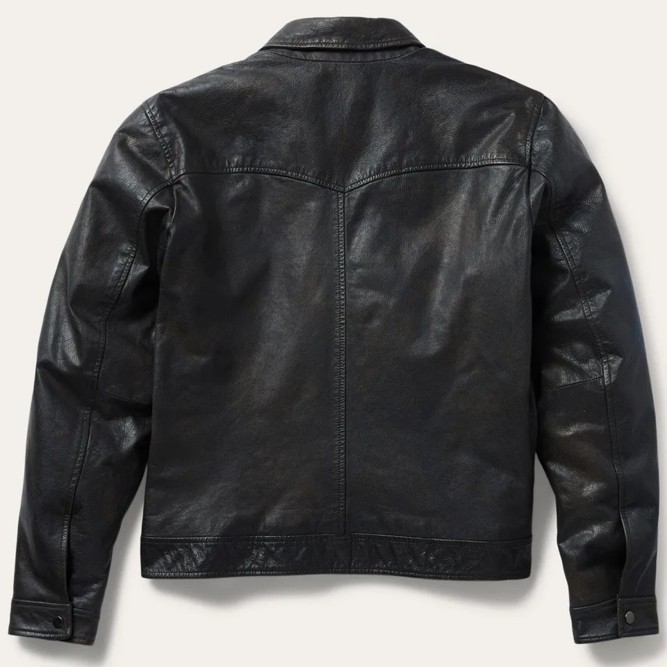 Outlet Stetson Snap Front Leather Jacket Brown